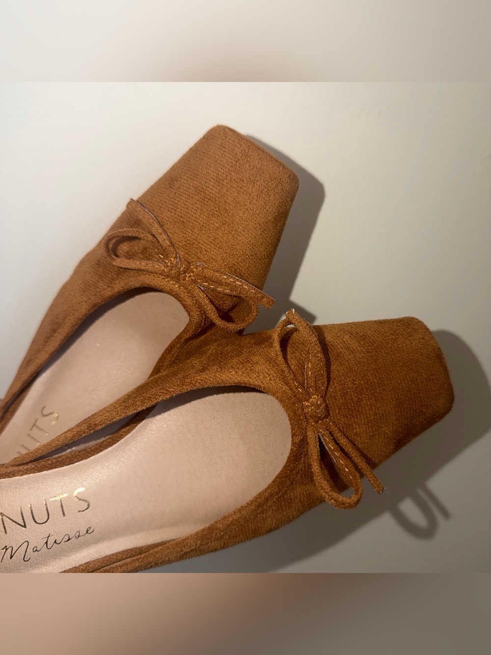 Coconuts by Matisse Women's Rust Brown Suede Bow Square-Toe Flats